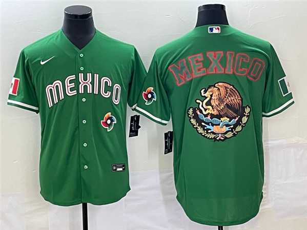 Mens Mexico Baseball 2023 Green Team Big Logo World Baseball Classic Stitched Jersey